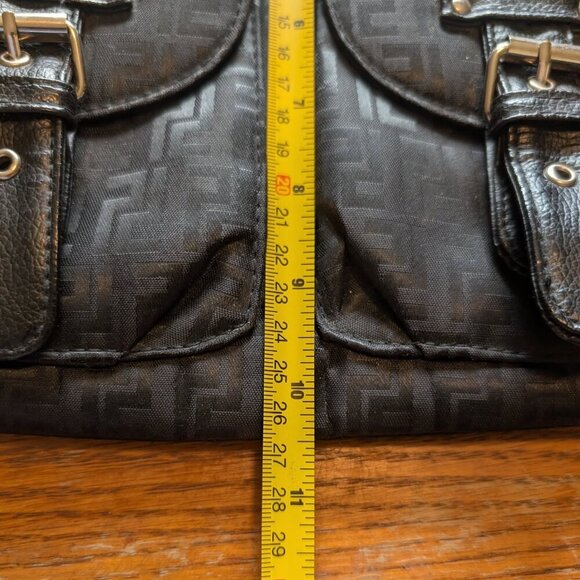 Denver Hayes Crossbody Purse in a Black Leather Geographic with adjustable Strap - Picture 4 of 6